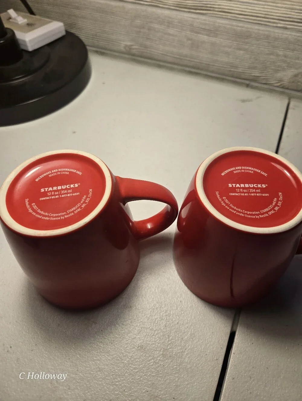 Starbucks Coffee Mug Cup 2021 Red Classic Mermaid Green Logo 12oz Set Of 2